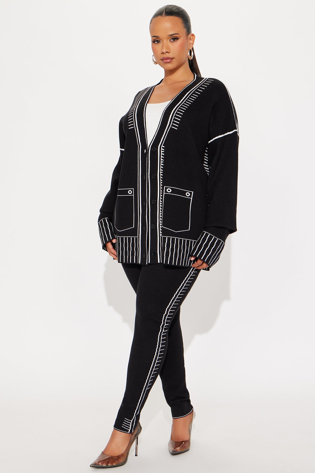 Riley Sweater Pant Set - Black/White