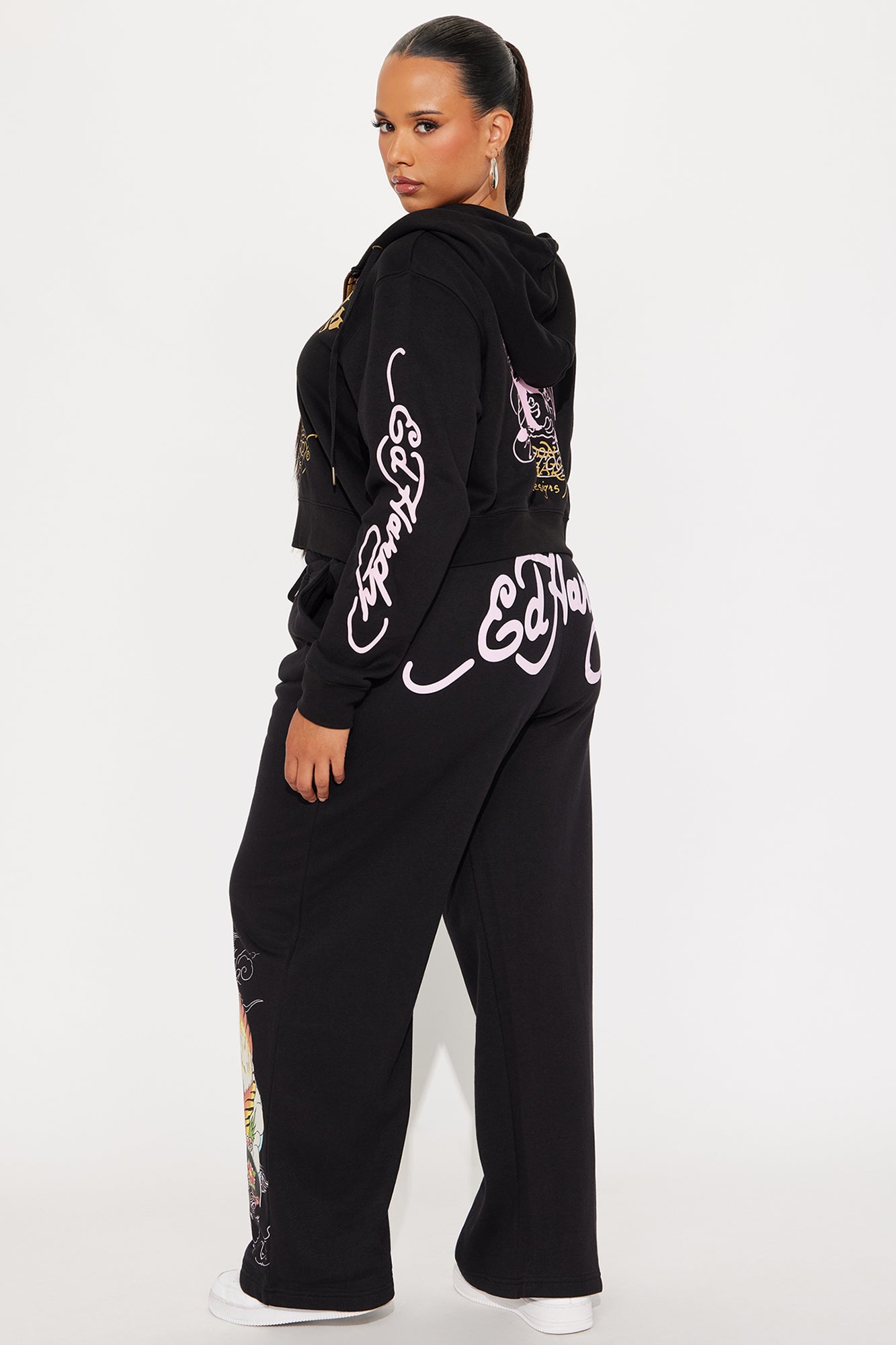 Ed Hardy Tiger Cliff Wide Leg Pant - Black