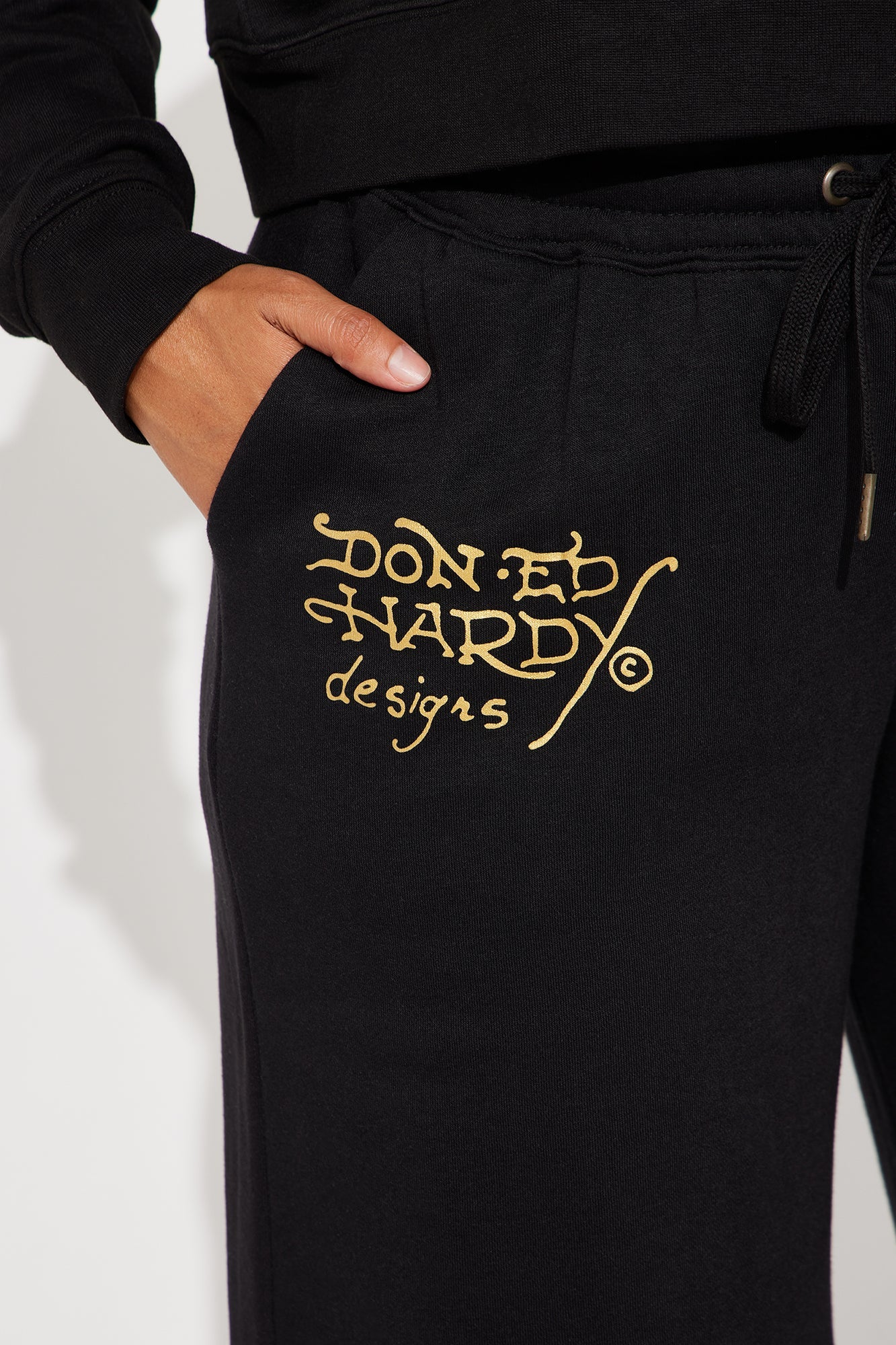 Ed Hardy Tiger Cliff Wide Leg Pant - Black