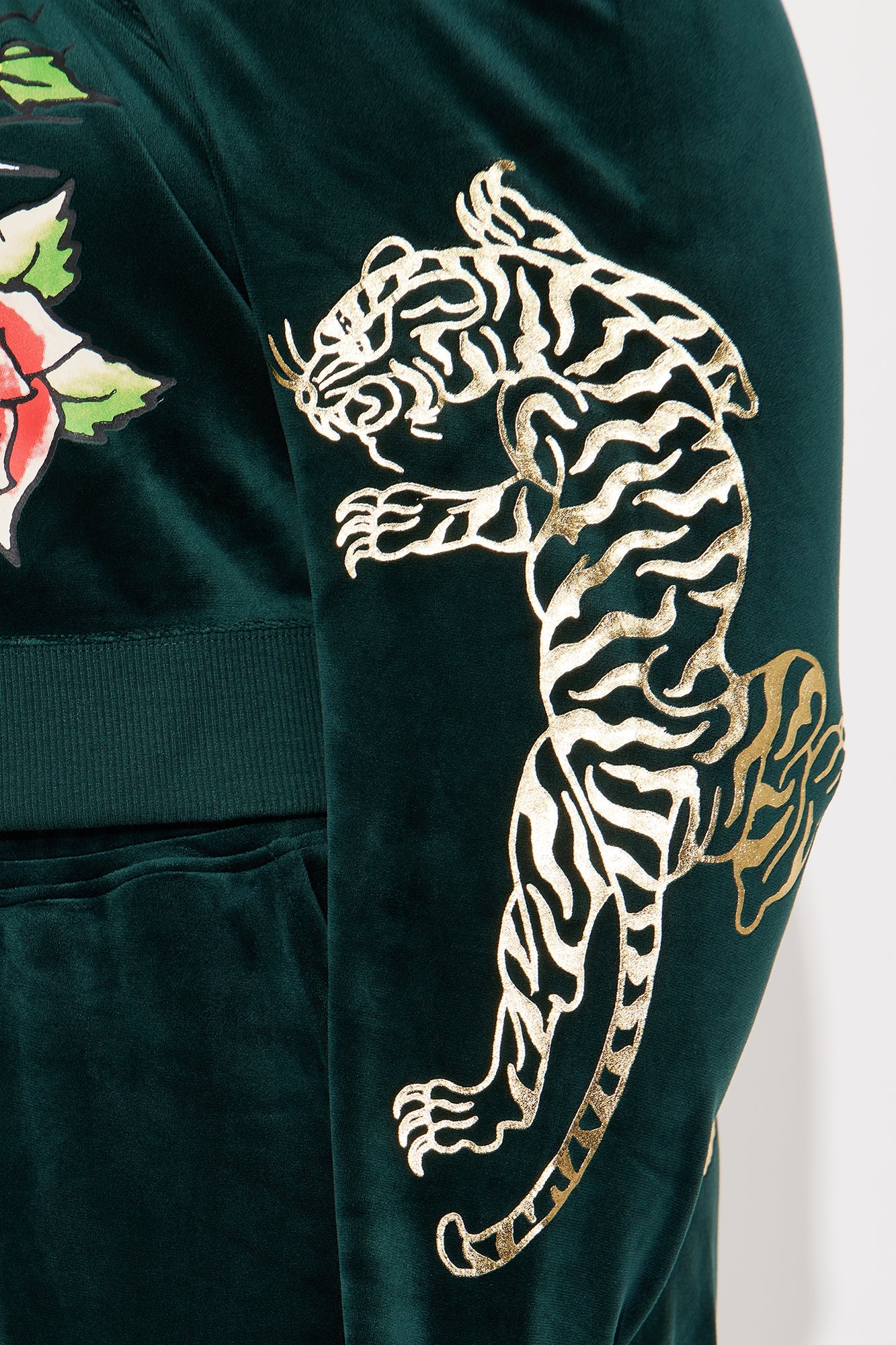 Ed Hardy Retro Tiger Velour Pant Set - Hunter