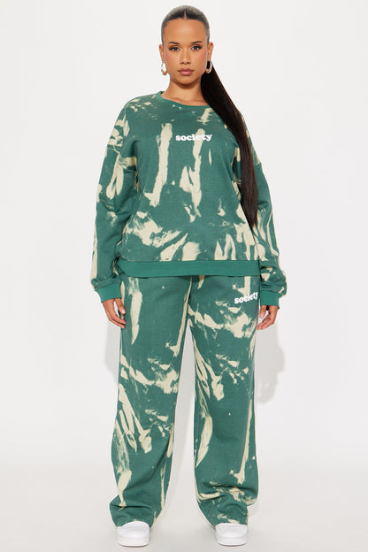 Society Ties Fleece Pant Set - Green/combo
