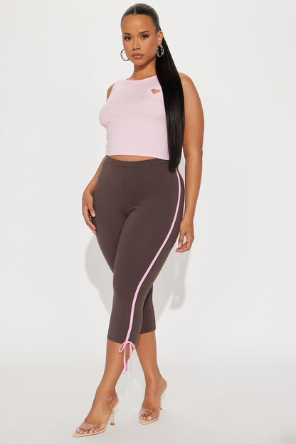 Lana Striped Capri Legging - Brown/combo
