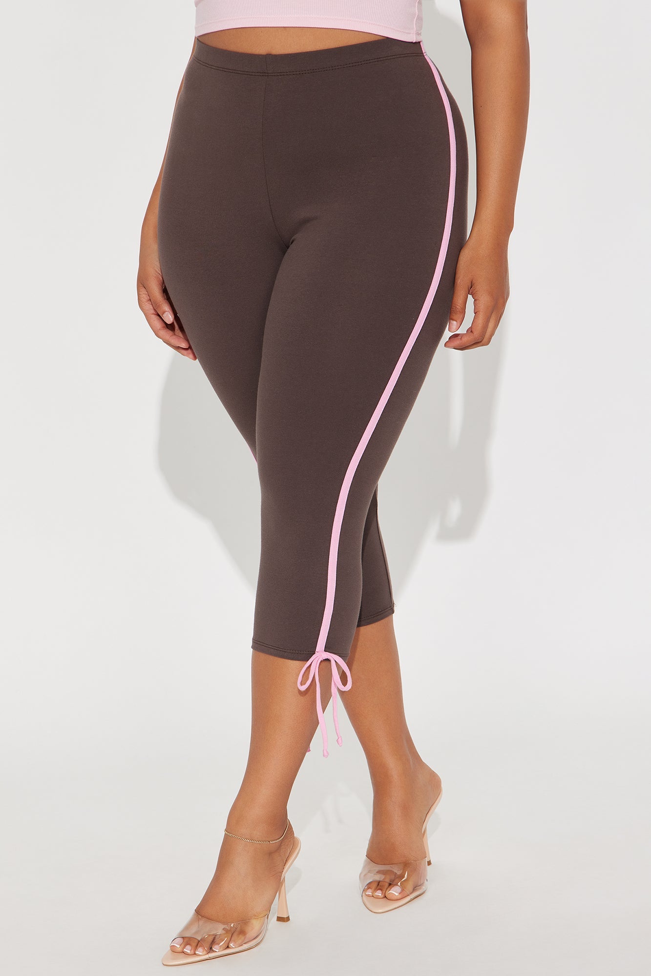 Lana Striped Capri Legging - Brown/combo