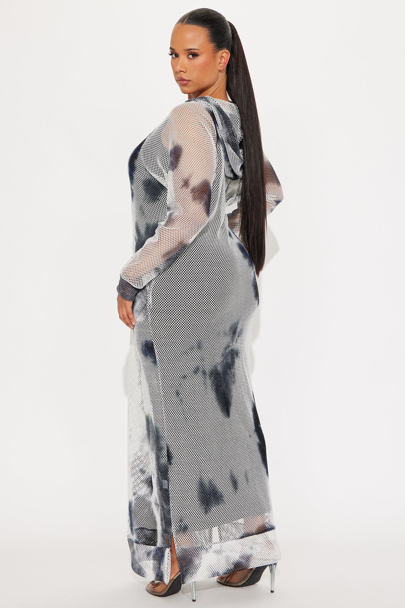 Casually Charming Hooded Maxi Dress Set - Blue/combo