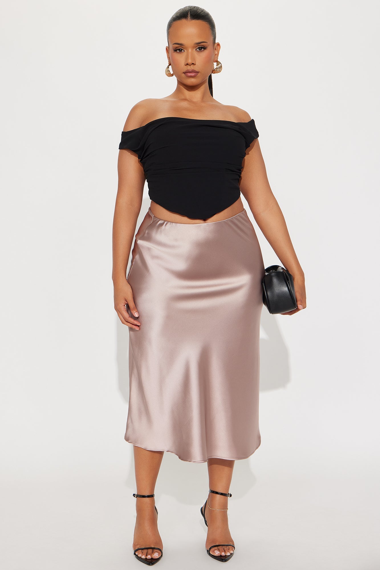 Girls Need Love Satin Midi Skirt - Mocha