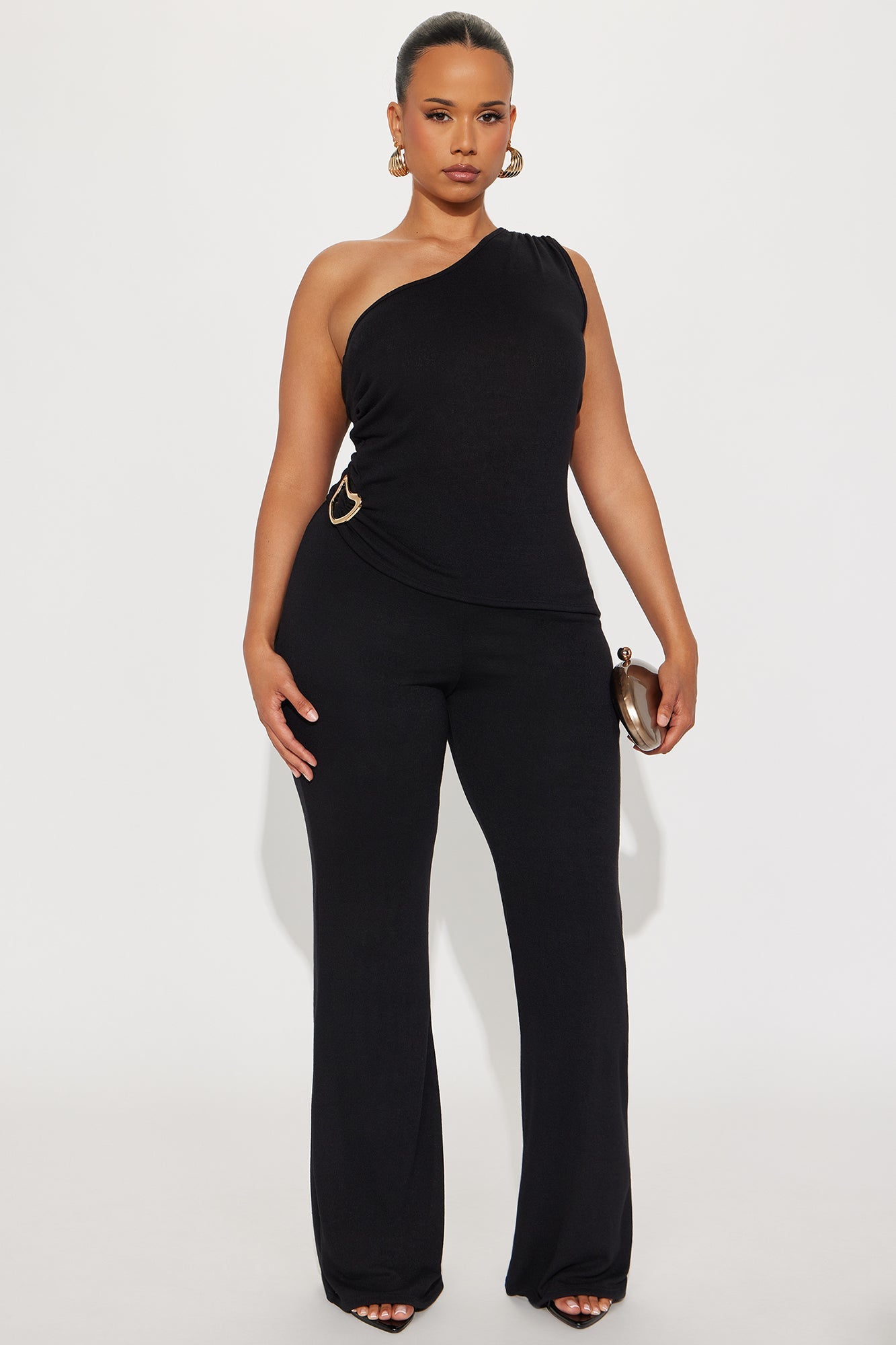 Stella One Shoulder Pant Set - Black