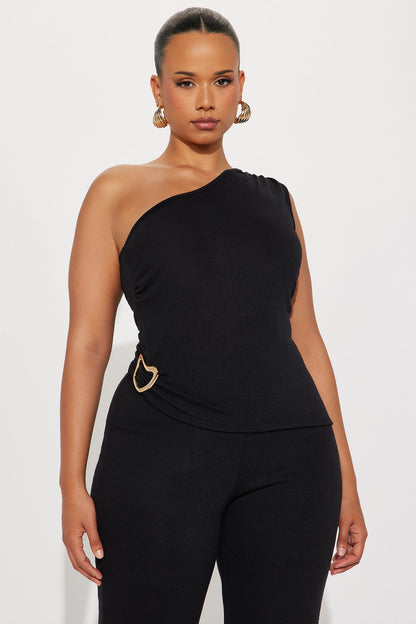 Stella One Shoulder Pant Set - Black