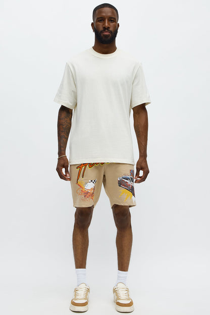 Dodge Hellcat Racing Embroidery Sweatshorts - Khaki