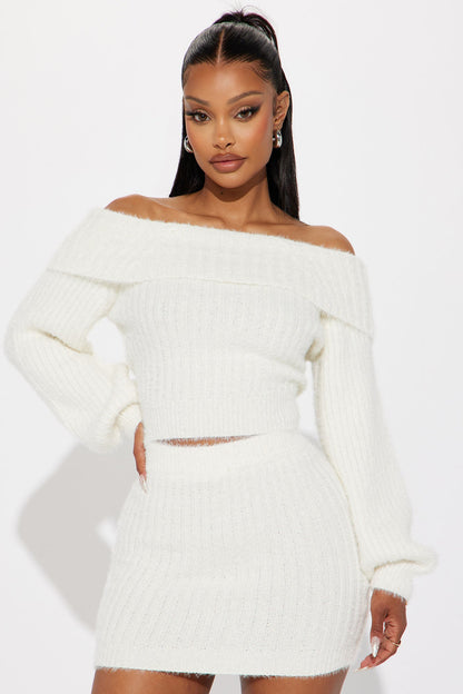 Elsa Fuzzy Skirt Set - Ivory