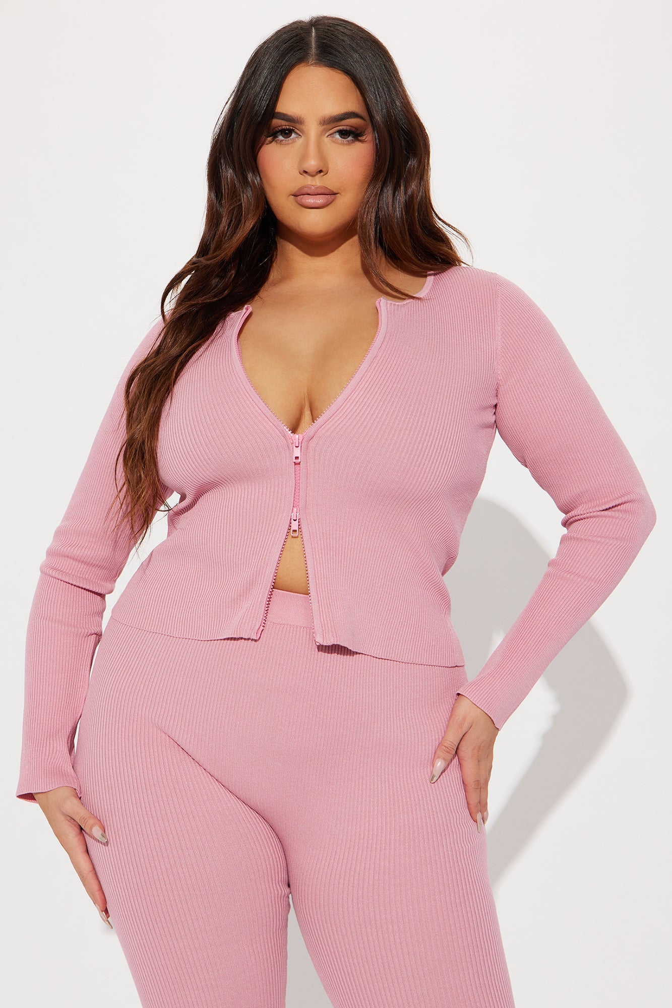 Wrong Way Sweater Pant Set - Pink