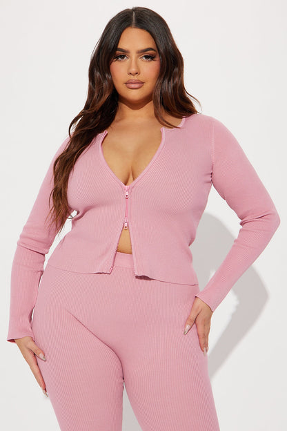 Wrong Way Sweater Pant Set - Pink