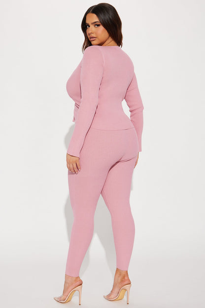 Wrong Way Sweater Pant Set - Pink