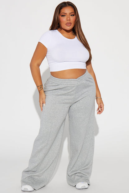 Cassandra Cross Over Lounge Pant - Heather Grey
