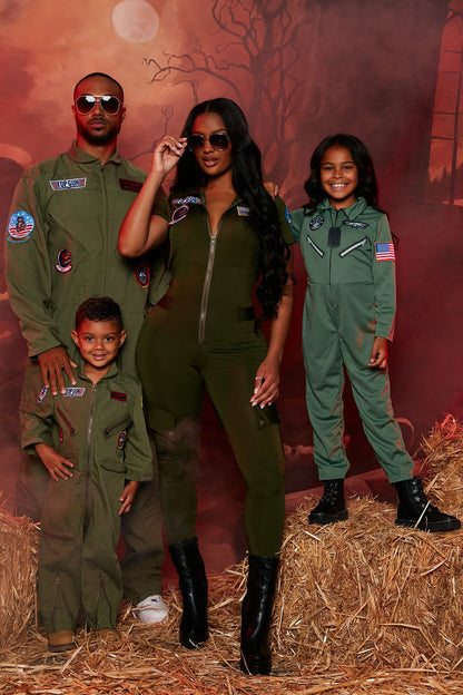 Mini Top Gun Flight Jumpsuit Costume - Olive