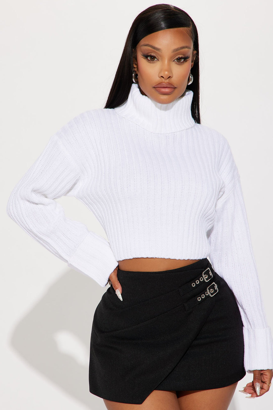 Saree Turtleneck Sweater - White