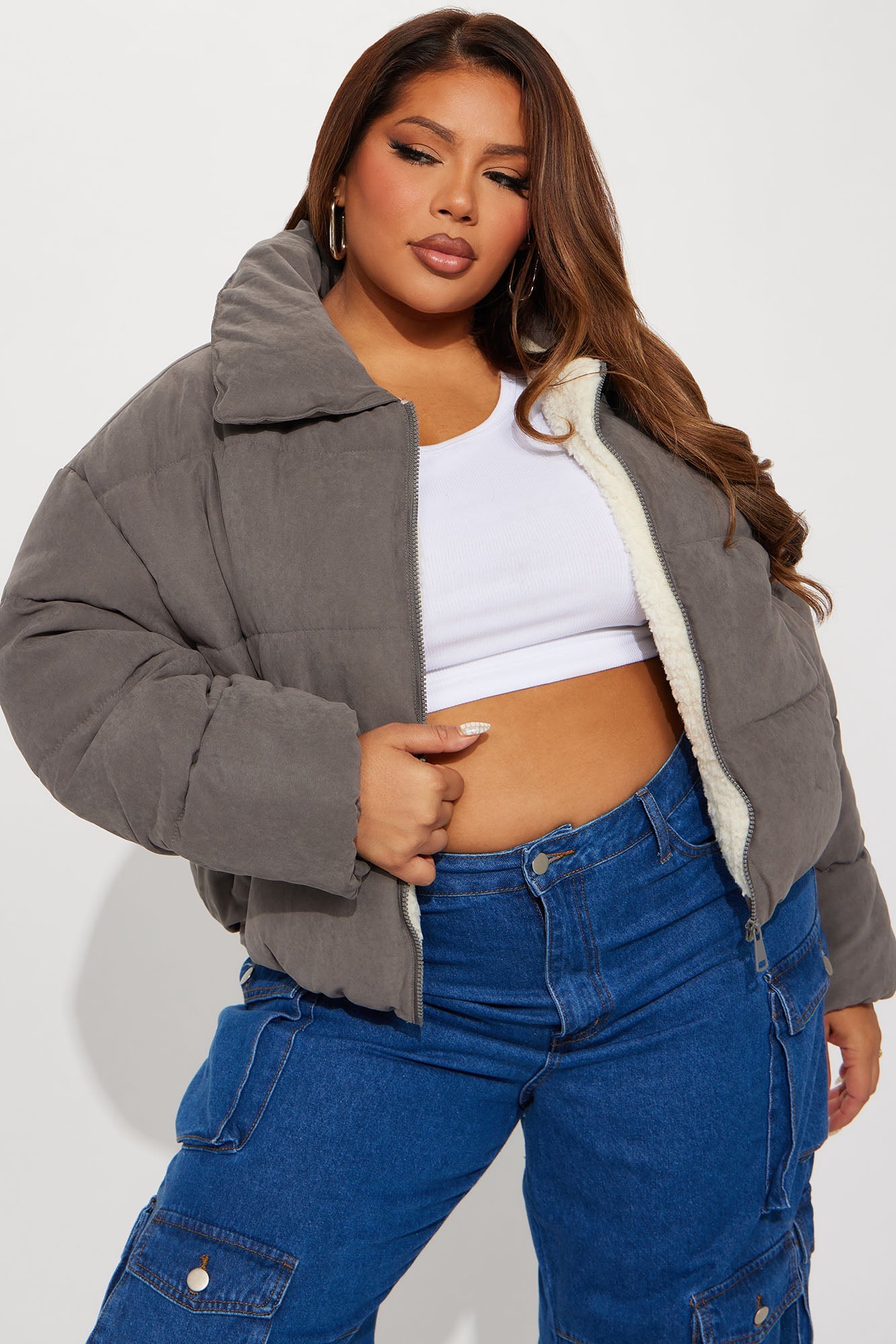 Too Hot To Handle Puffer Jacket - Grey