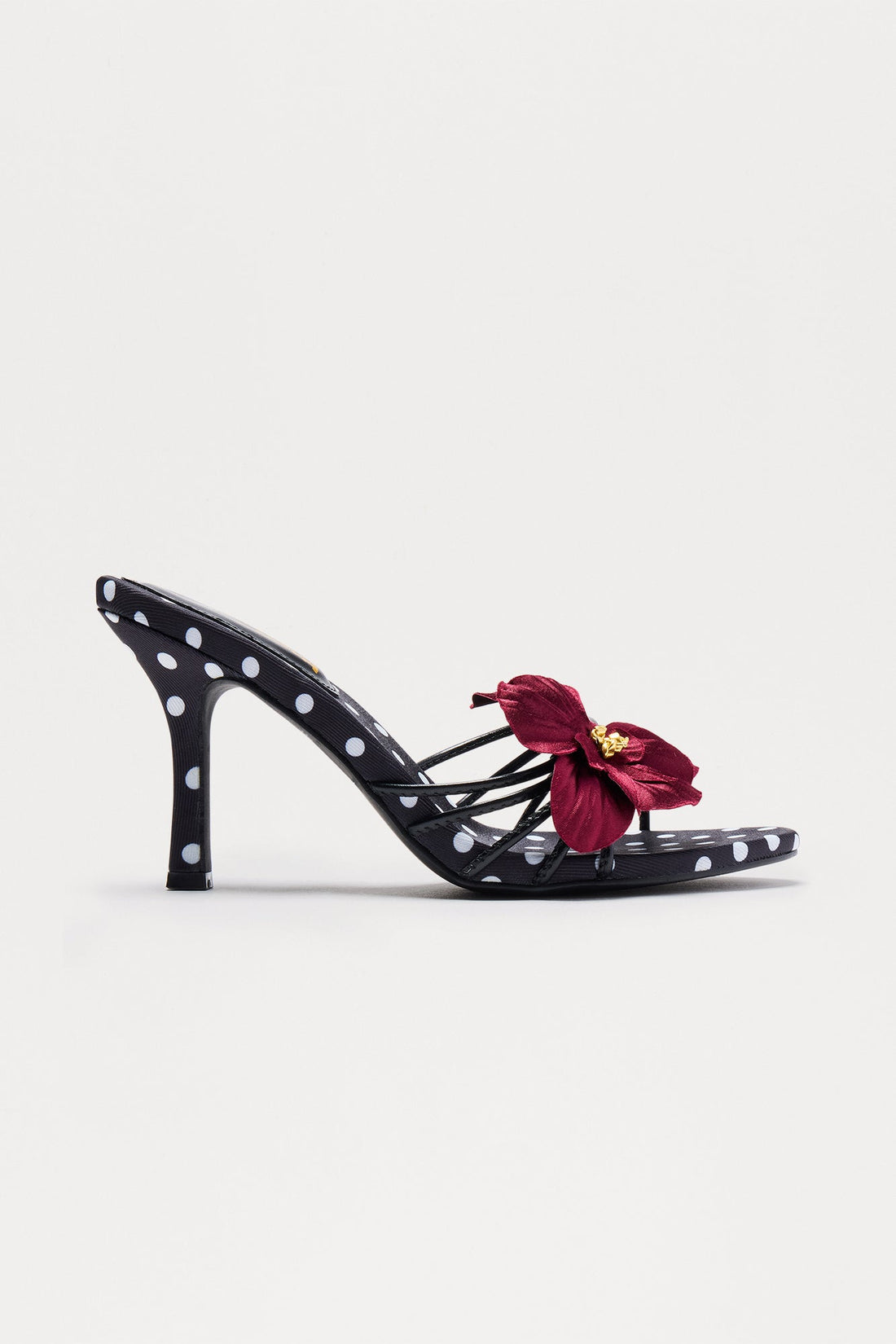 Suzette Flower Mules - Black/White