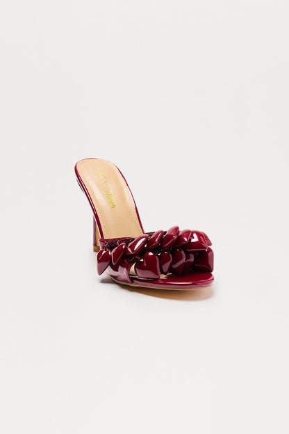 Baby Hearts Stiletto Heels - Burgundy
