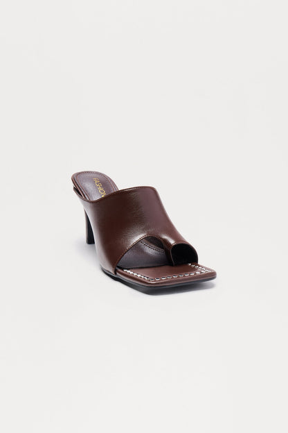 Brisa Studded Toe Ring Mules - Brown