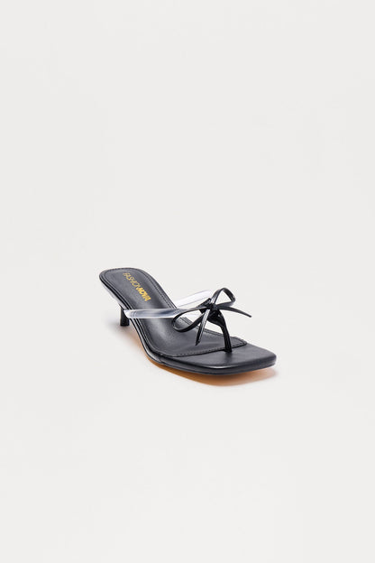 Aneli Bow Thong Mules - Black