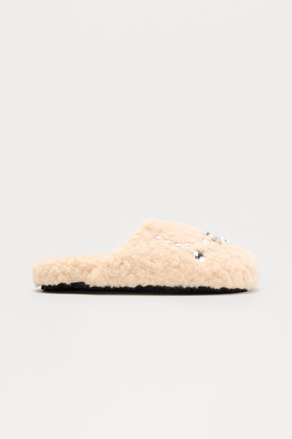 Nandy Jewel Sherpa Slippers - Beige