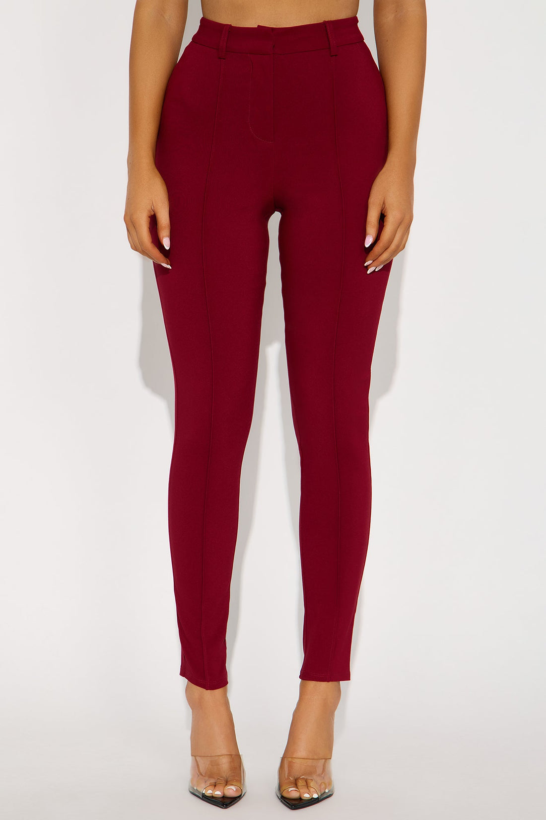 Raise The Bar Skinny Trouser - Burgundy