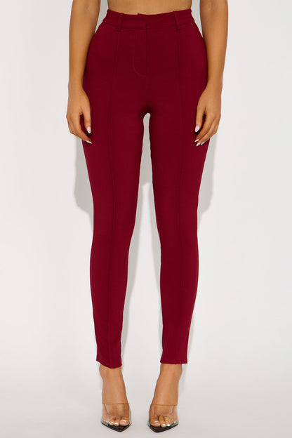 Raise The Bar Skinny Trouser - Burgundy