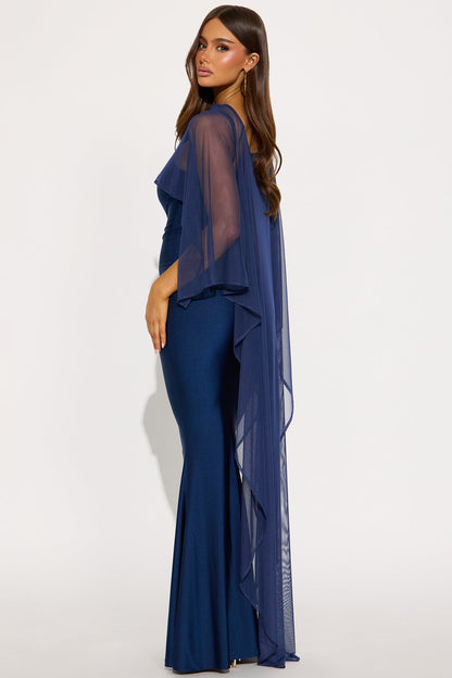 Staying True Satin Maxi Dress - Navy