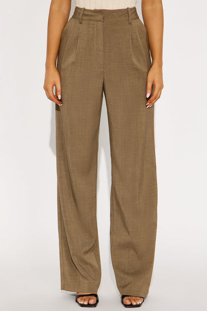 Lena Straight Leg Trouser Pant 33″ - Khaki