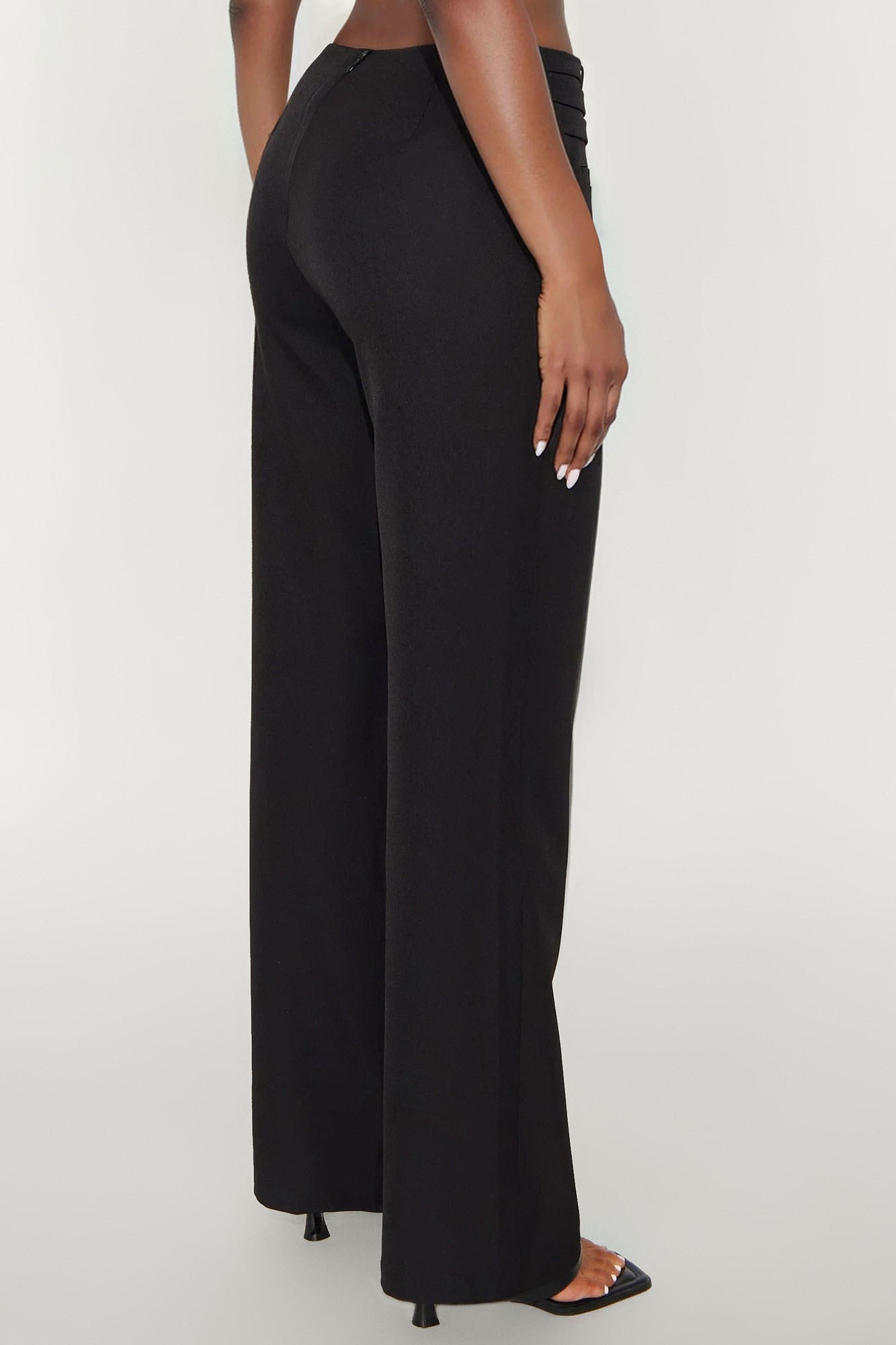Meet The Deadline Wide Leg Trouser Pant 32″ - Black