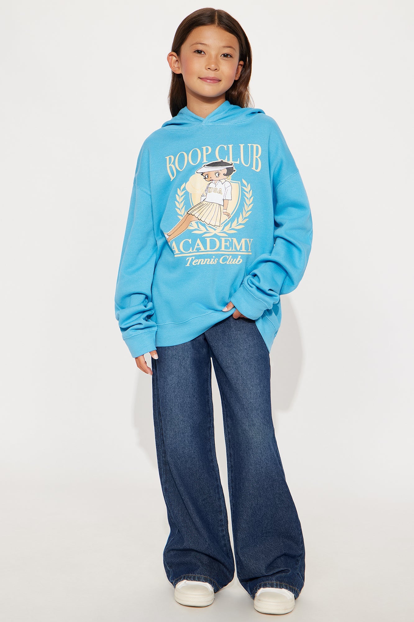 Mini Betty Boop Tennis Club Hoodie - Light Blue