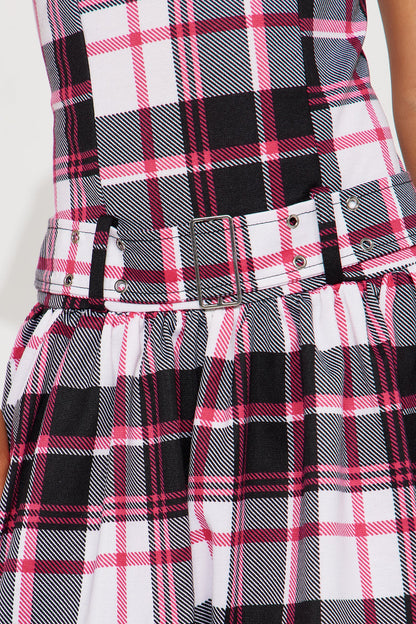 Mini Shailee Plaid 2Fer Dress - White/combo