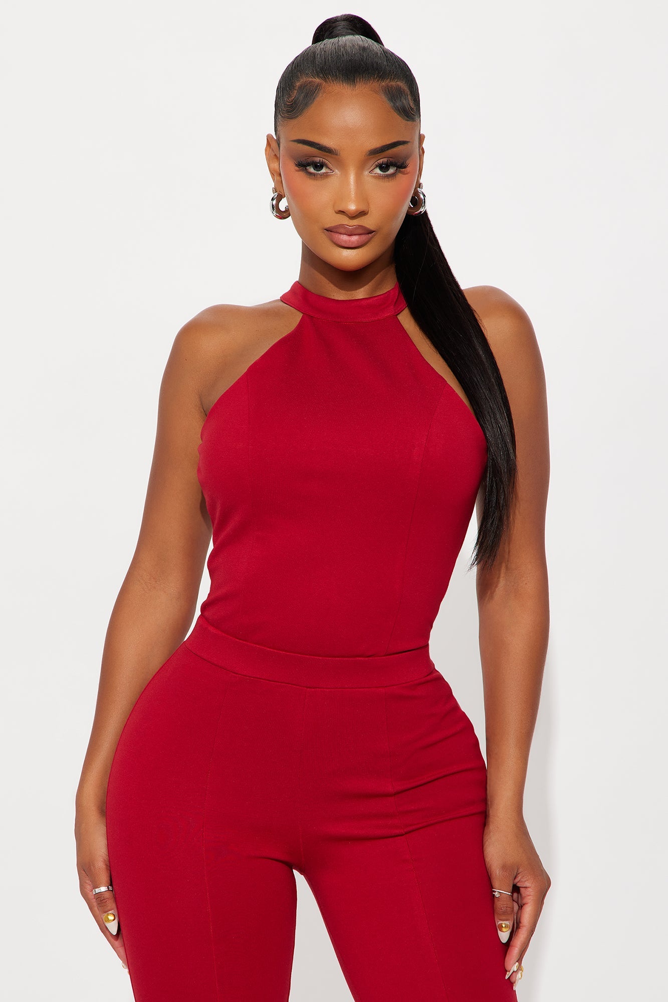 Leyla Ponte Halter Jumpsuit - Red