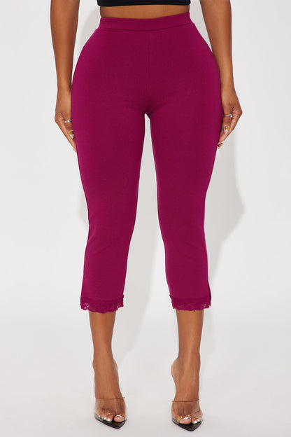 Swept Away Lace Trim Capri Legging - Raspberry