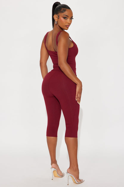 Carina Snatched Pant Set - Burgundy