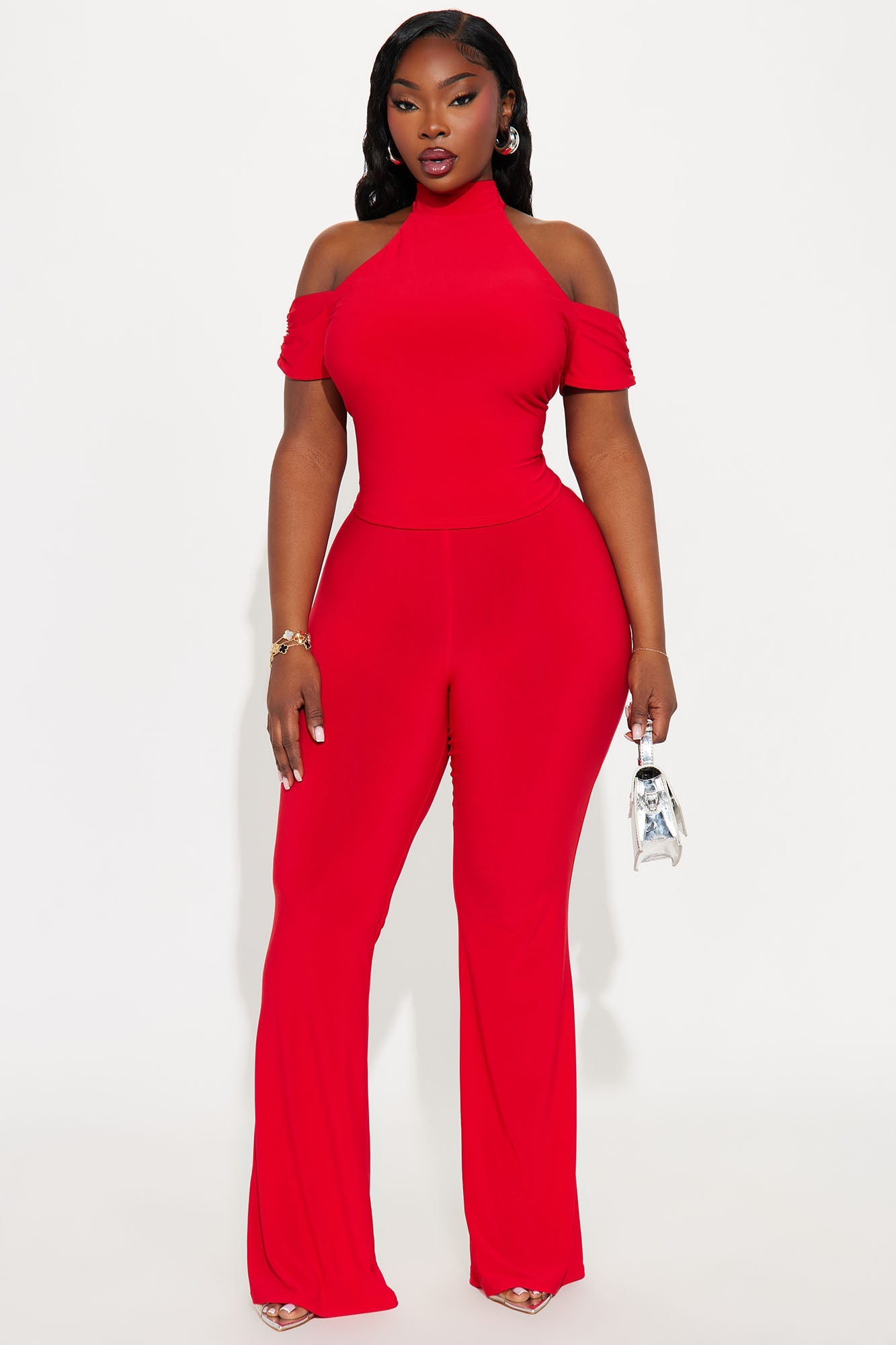 Hannah Halter Pant Set - Red