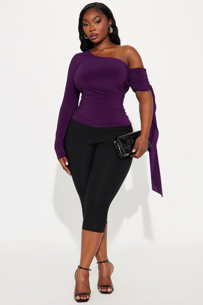 Paola Ruched Off Shoulder Top - Plum