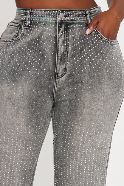Chasing A Dream Embellished Stretch Straight Leg Jeans - Grey