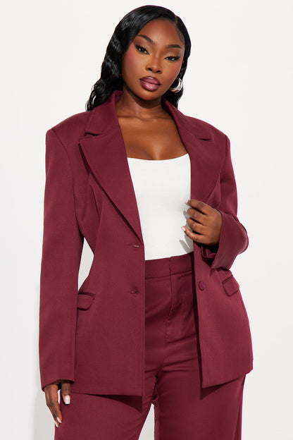 Kendall Hourglass Fitted Blazer - Burgundy