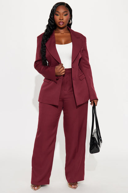 Kendall High Rise Trouser Pant - Burgundy