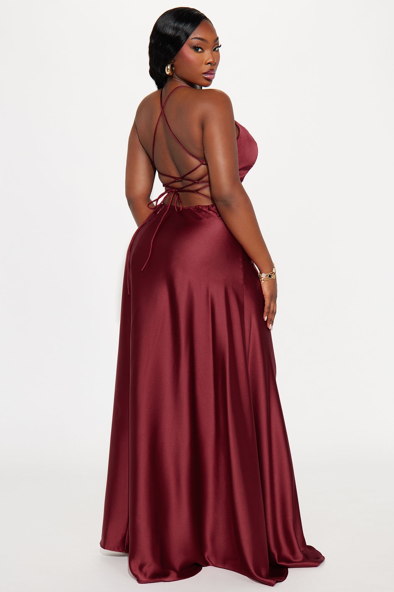 Clara Satin Maxi Dress - Wine