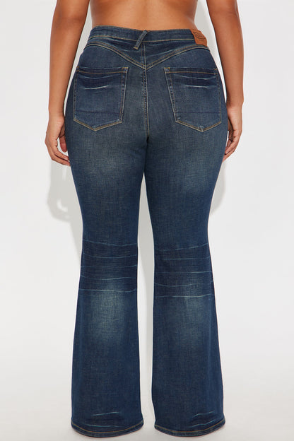 Von Dutch Tinted Low Rise Flare Jeans - Vintage Wash