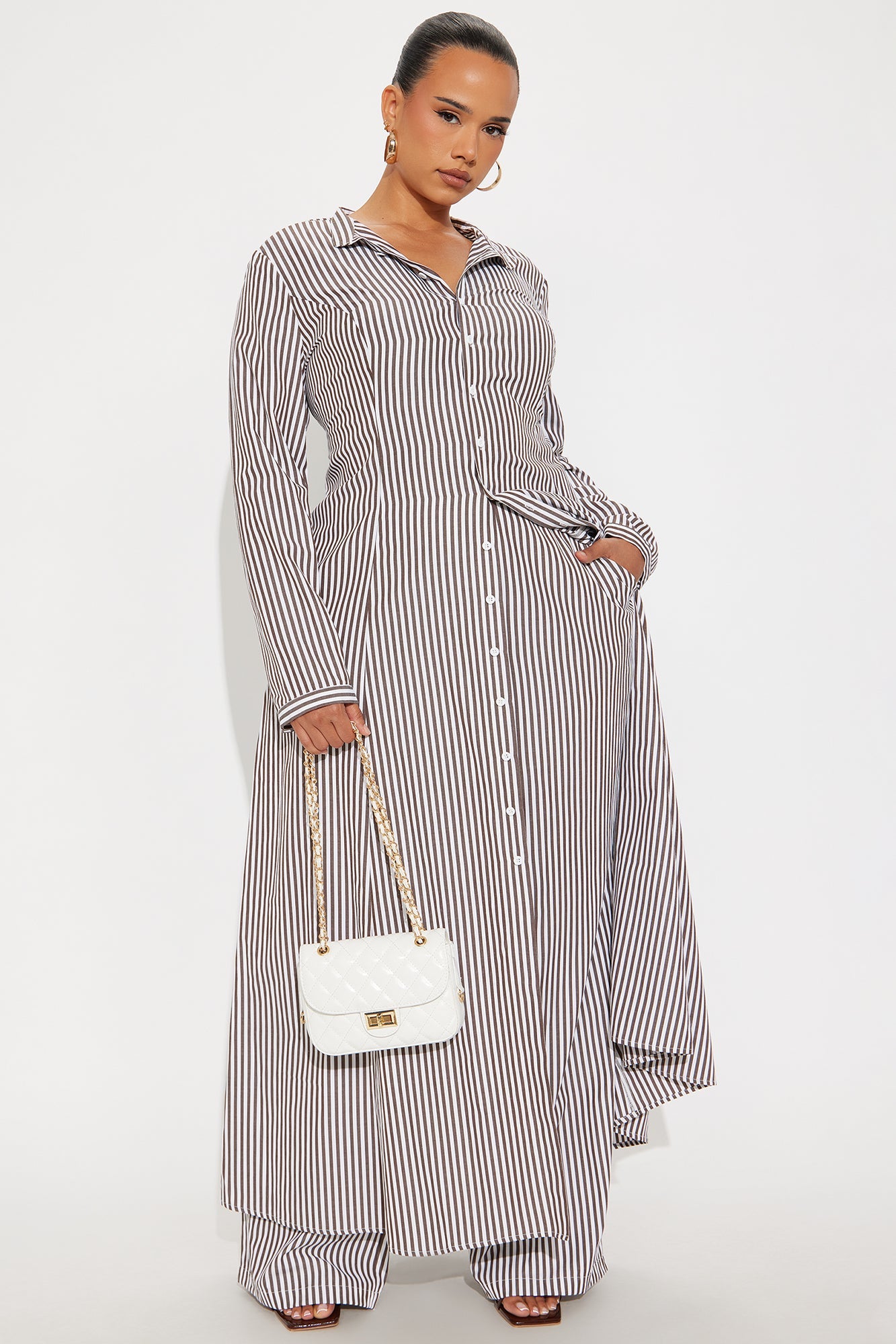 Yacht Trip Stripe Pant Set - Chocolate/Combo