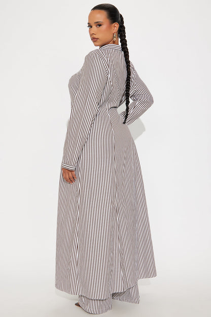 Yacht Trip Stripe Pant Set - Chocolate/Combo