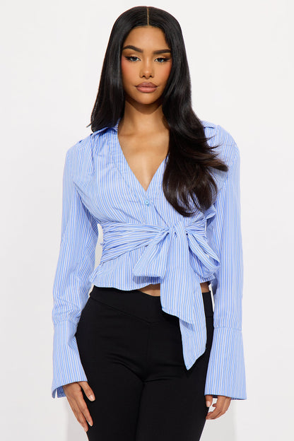 Fun With Me Stripes Poplin Shirt - Blue/combo