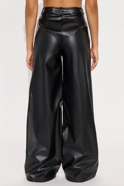 Just For Now Faux Leather Wide Leg Pant 33 - Black