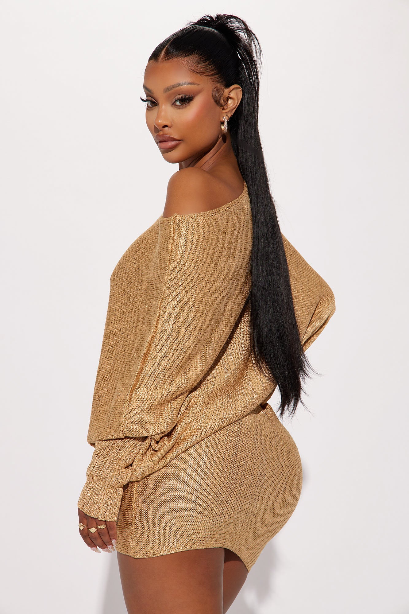 Sophia Sweater Mini Dress - Gold
