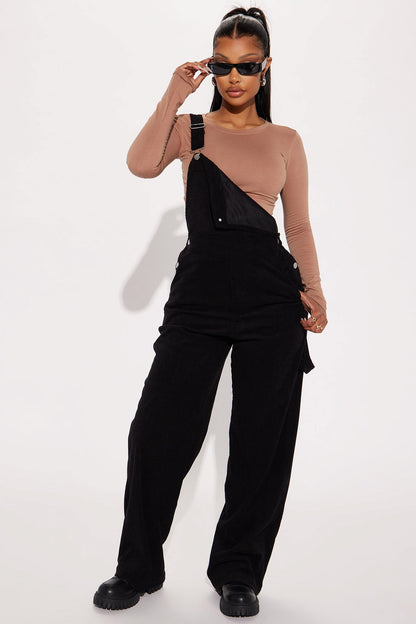 Feel The Passion Corduroy Jumpsuit - Black
