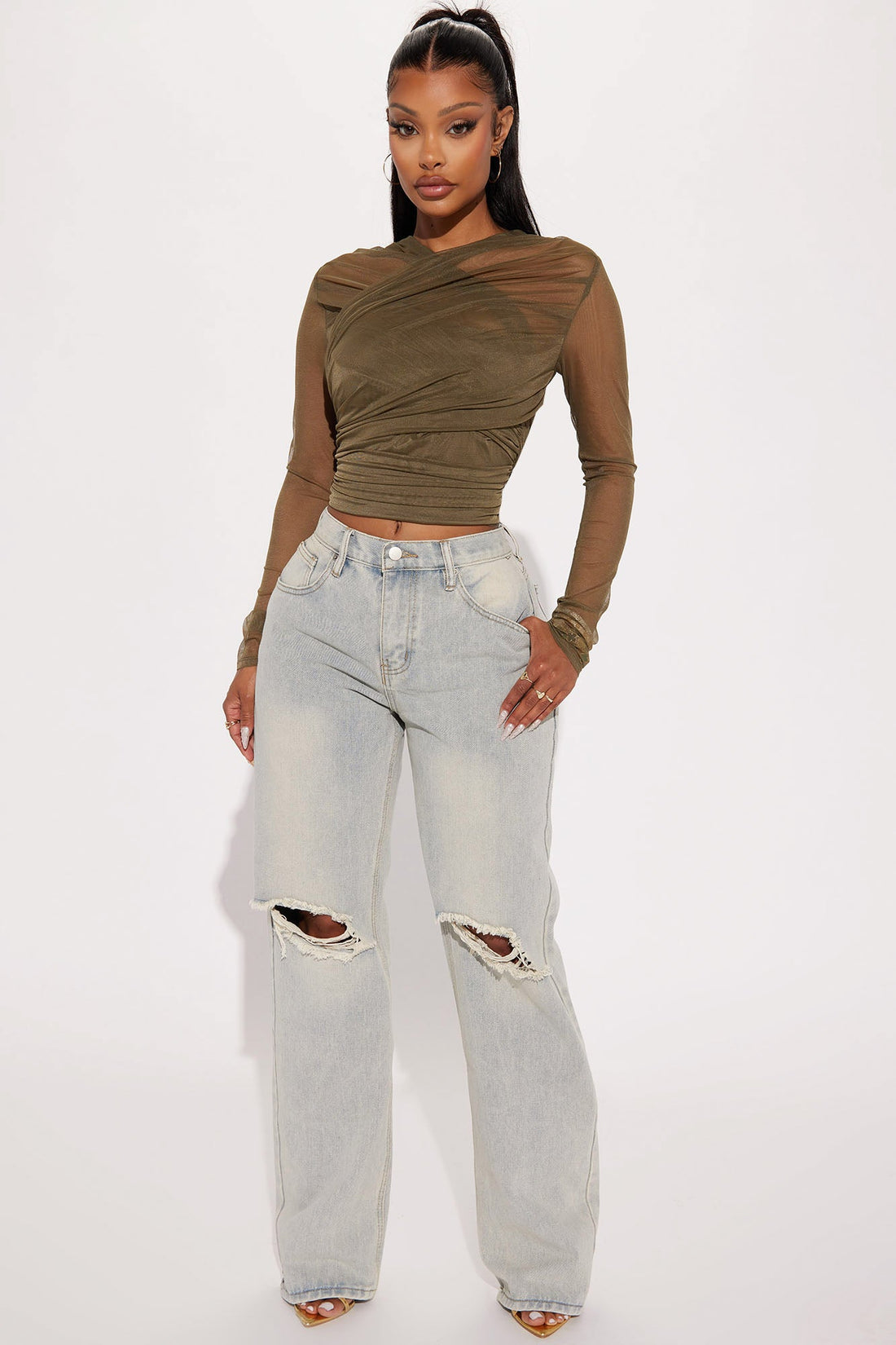 Expensive Taste Mesh Top - Olive