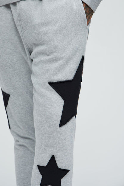 Tyson Stars Skinny Flared Sweatpants - Heather Grey